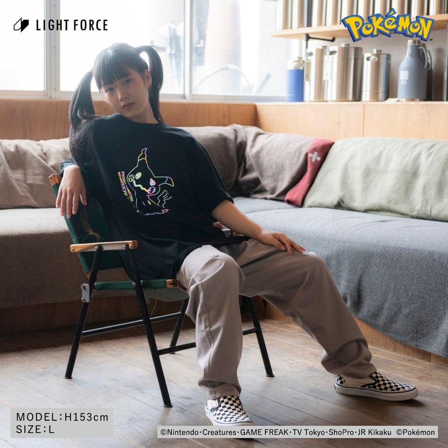 【ポケットモンスター】リフレクターTシャツ ミミッキュ／ブラック／M