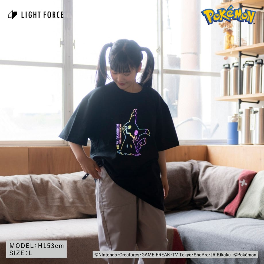 【ポケットモンスター】リフレクターTシャツ ミミッキュ／ブラック／M