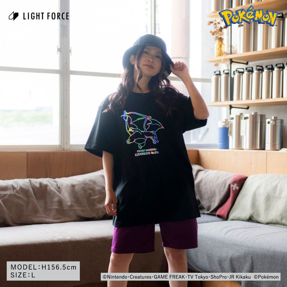 【ポケットモンスター】リフレクターTシャツ リザードン／ブラック／M