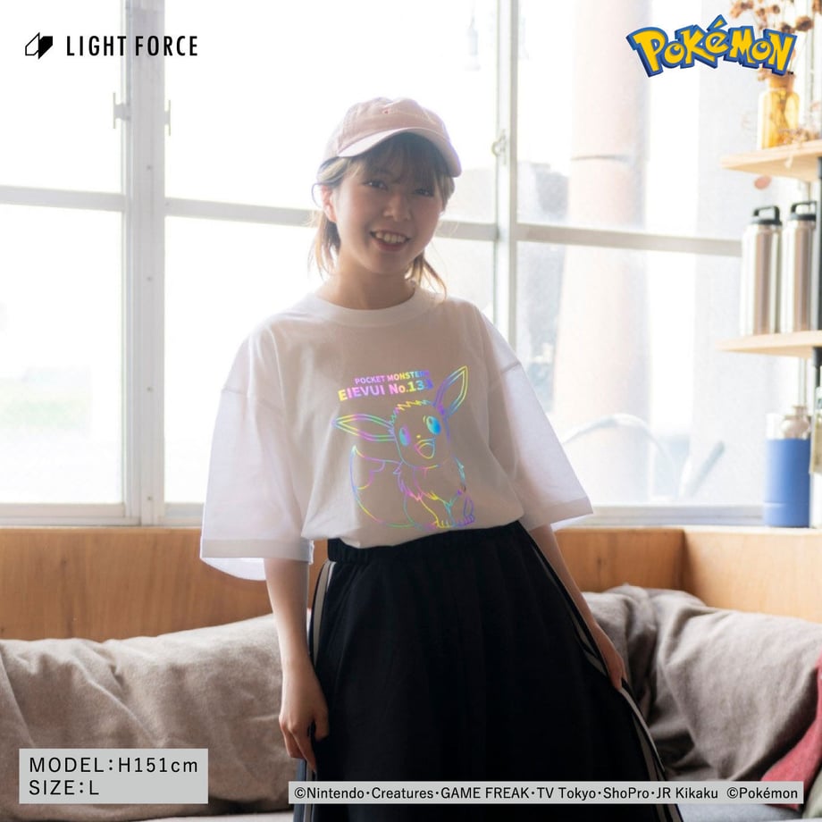 【ポケットモンスター】リフレクターTシャツ イーブイ／ホワイト／110