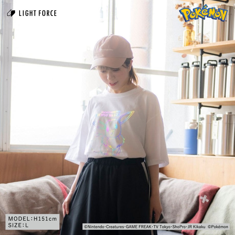 【ポケットモンスター】リフレクターTシャツ イーブイ／ホワイト／110